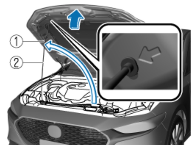 MAZDA3　ボンネット　固定方法