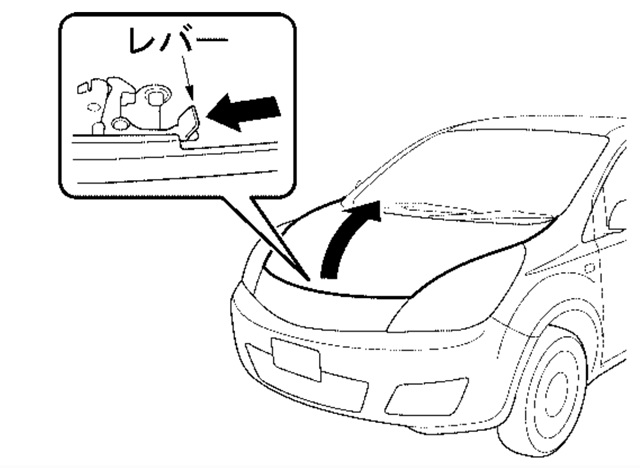 E11系ノート　ボンネット　ロック外し方
