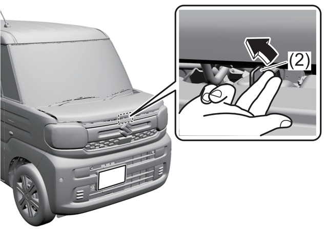 MK94S スペーシア　ボンネットオープナー　場所